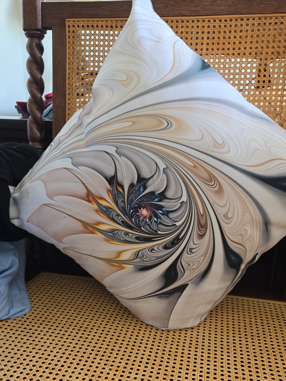 Wayfair Basics Marble Swirl Decorative Pillow Cover in Cream, Black and Gold